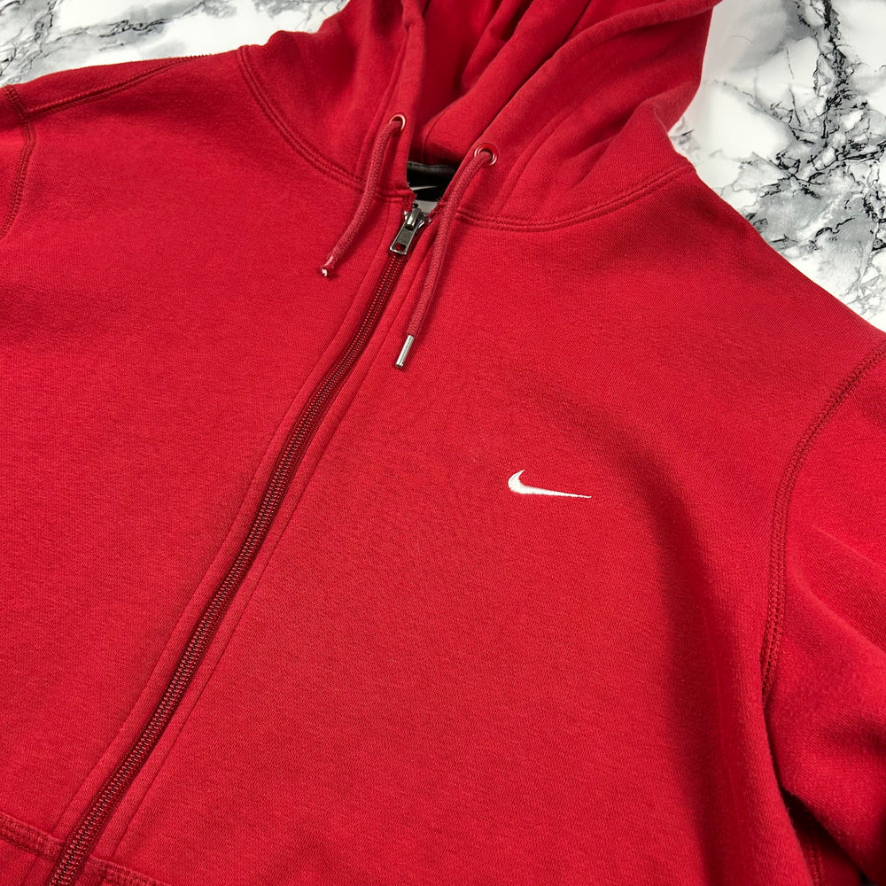 (L) Vintage Nike Swoosh Sweatjacke Kapuzenhoodie Rot