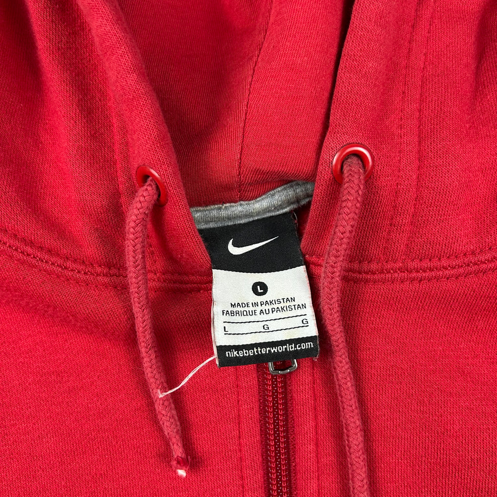 (L) Vintage Nike Swoosh Sweatjacke Kapuzenhoodie Rot