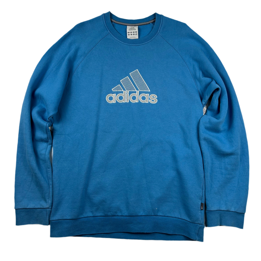 (M) Vintage Adidas Spellout Pullover Crewneck Blau