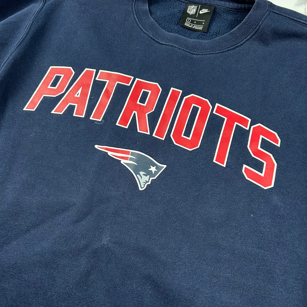 (L) Vintage Nike NFL Patriots Sweater Dunkelblau Rot