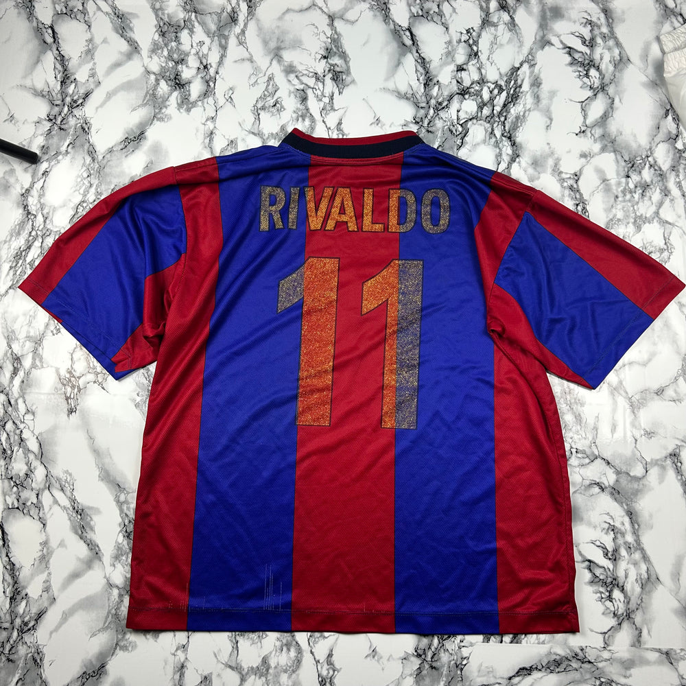 (L-XL) Vintage FC Barcelona Rivaldo Trikot Heimtrikot