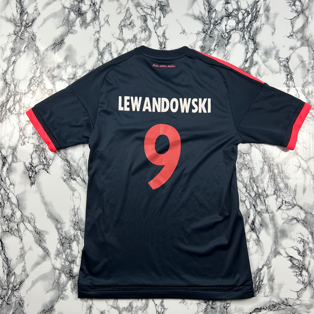 (S) Adidas FC Bayern Lewandowski Trikot Polyester Dunkelblau