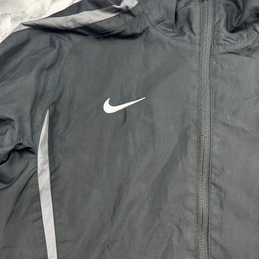 (M) Damen Vintage Nike Windbreaker Trainingsjacke Trackjacket Nylon Schwarz