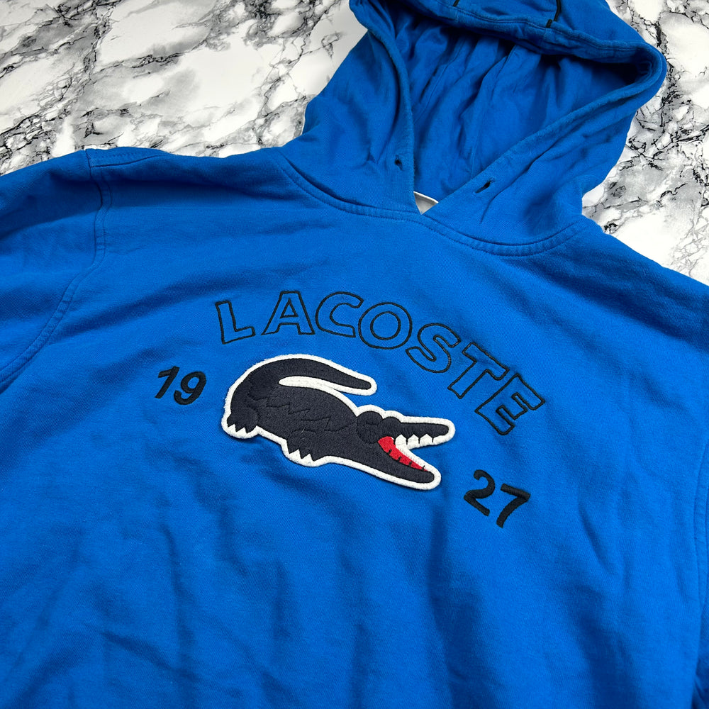 (L) Vintage Lacoste Hoodie Sweater Gesticktes Logo Blau