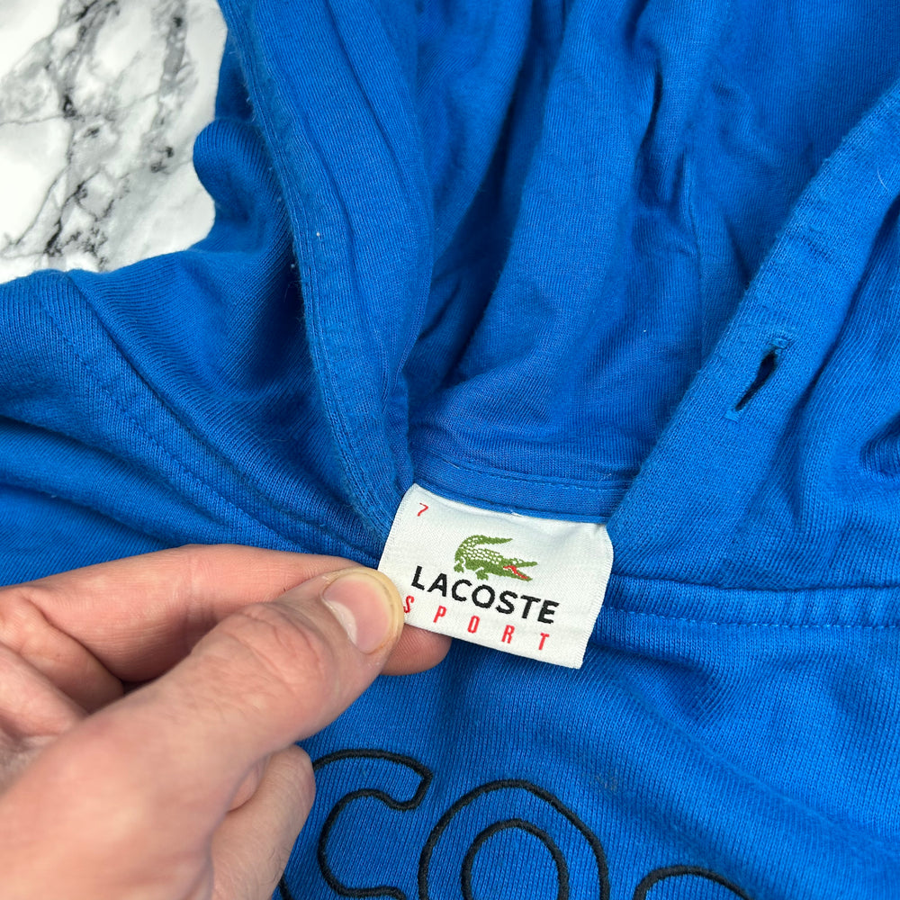 (L) Vintage Lacoste Hoodie Sweater Gesticktes Logo Blau