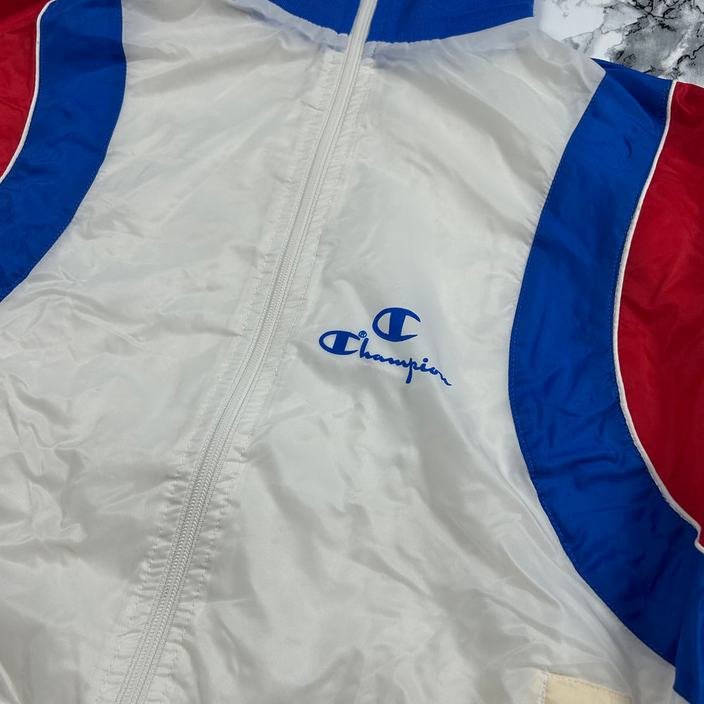 (M) Vintage US Champion Windbreaker Trackjacket Weiß Retro