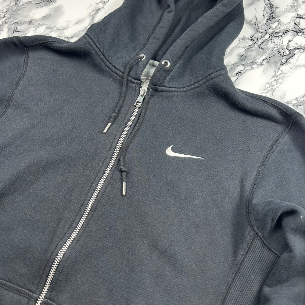 (M) Heavy Cotton Vintage Nike Hoodie Sweatjacke Swoosh Schwarz