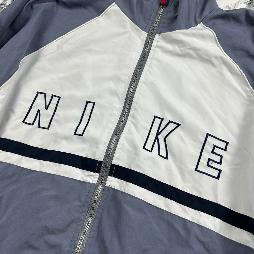 (S-M) Vintage Nike 90s Windbreaker Grau Weiß