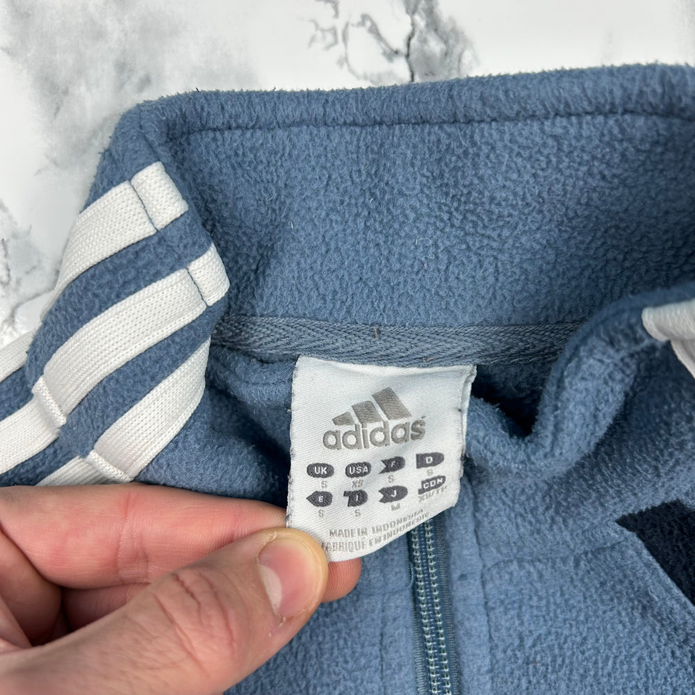 (XS) Vintage Adidas Fleecejacke Hellblau 90s